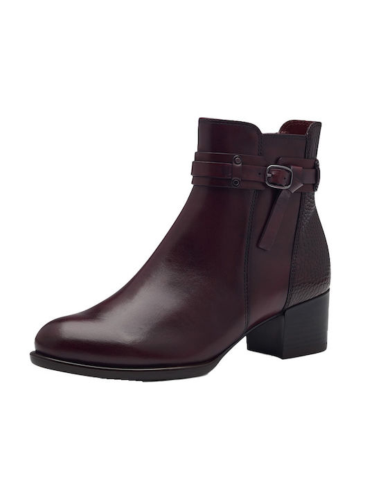 Tamaris Leather Women's Ankle Boots Burgundy