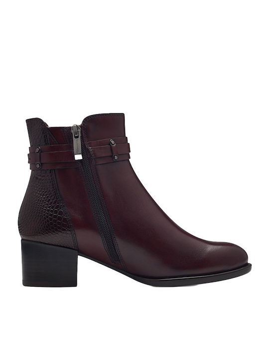 Leather Women's Ankle Boots Burgundy