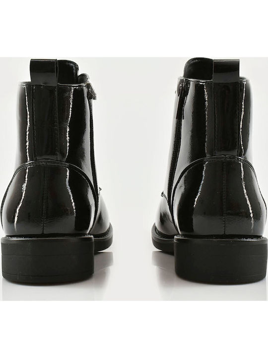 Women's Patent Leather Ankle Boots Black