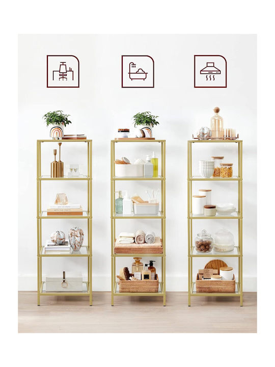 Bookcase Gold 40x30x124cm