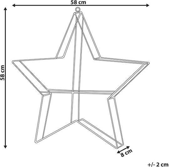 Beliani Stea Suspendată De Crăciun Cu Lumină Led Metalică