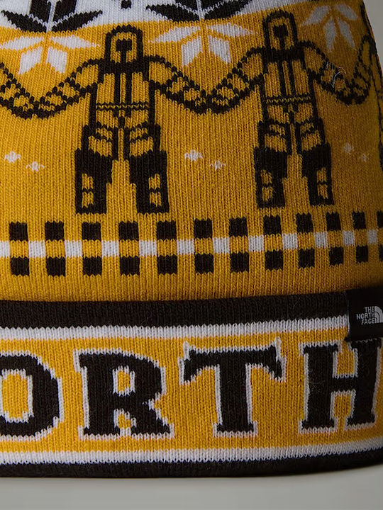 The North Face Pom Pom Beanie Unisex Beanie Knitted in Yellow color