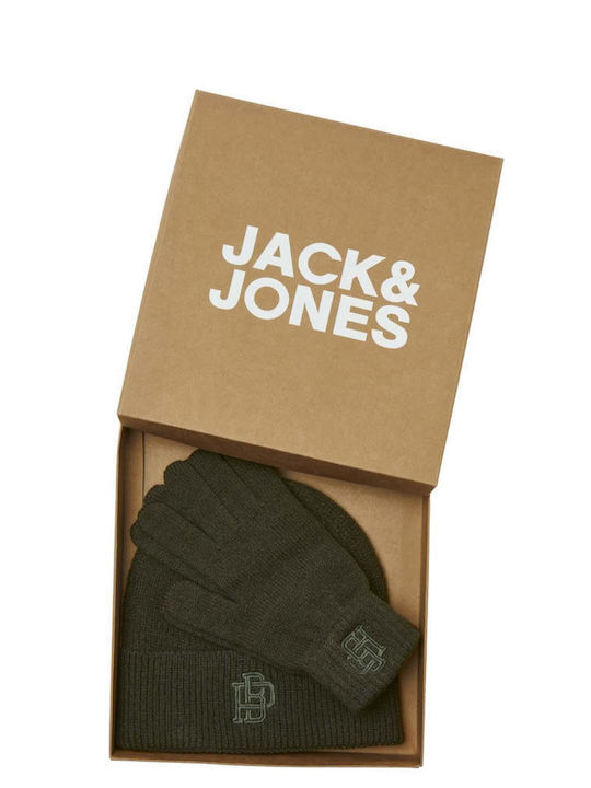 Jack & Jones Ανδρικό Σετ με Σκούφο Πλεκτό σε Πράσινο χρώμα