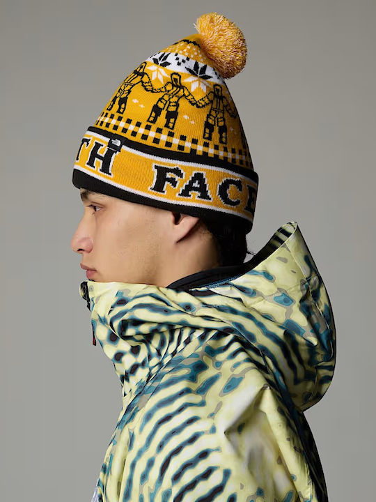 Pom Pom Beanie Unisex Beanie Knitted in Yellow color