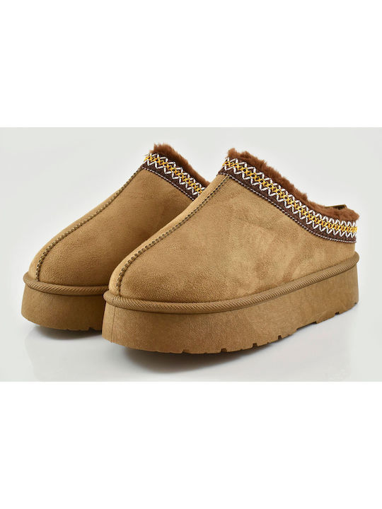 Envie Shoes Winter Women's Slippers in Brown color