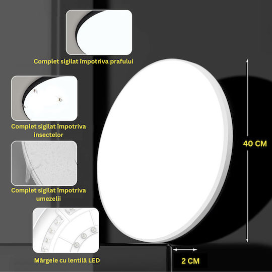 Round LED Panel 38W with Warm White Light 3000K