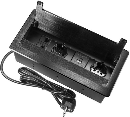 Orno Πολύπριζο 2 Θέσεων με 1 USB-A, USB-C και Καλώδιο 1.5m