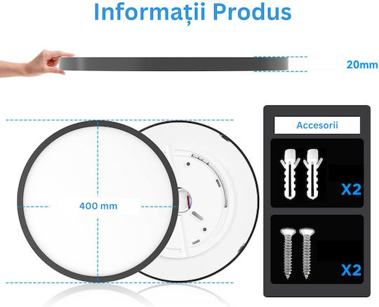 Στρογγυλό LED Panel 38W με Θερμό Λευκό Φως 3000K