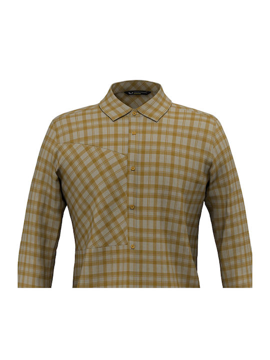 Fanes Long Sleeve Flannel Checked Beige Shirt