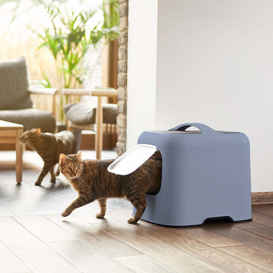 Rotho My Pet Cat Toilet Closed Blue L51 x W39.5 x H44.3cm
