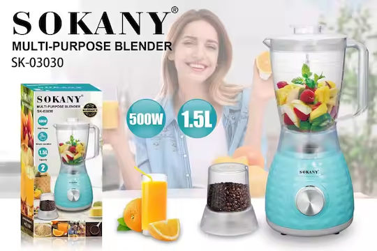 Sokany Blender 1.5lt 500W Blue