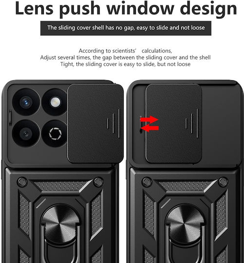 Techsuit Camshield Umschlag Rückseite Silikon / Kunststoff Schwarz (Honor 200 Smart)