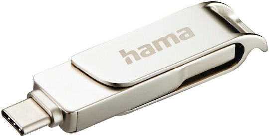 HAMA 128GB USB 3.1 Stick με σύνδεση USB-C Ασημί