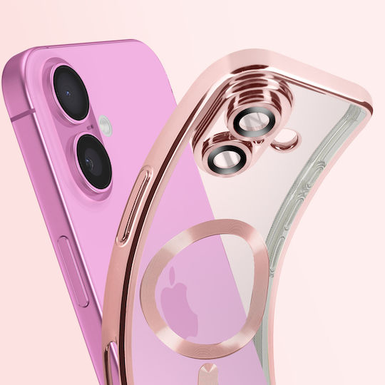 Avizar Case Magsafe Iphone 16 Silicone Contour Chrome Rose Gold