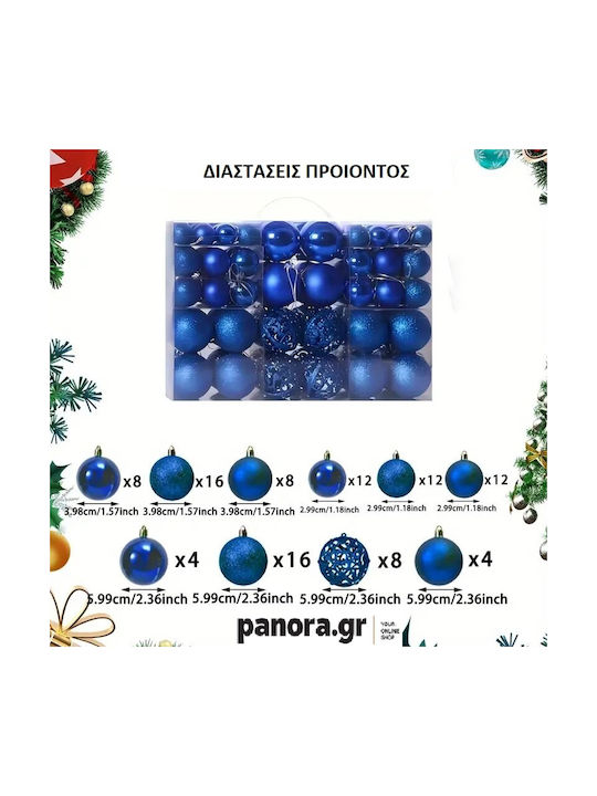 Set 100 Blaue Kugel Ornamente