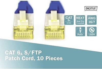 Digitus U/UTP Cat.6a (Gigabit) Καλώδιο Δικτύου Ethernet 1m Μπλε 10τμχ