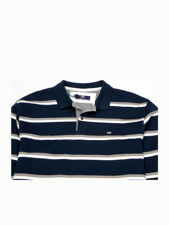 Polo Langarmbluse Blue, Grey, White