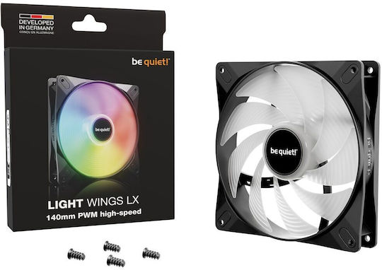 Be Quiet Light Wings LX Case Fan 140mm (1800rpm / 75.3cfm) with ARGB Lighting and 3-Pin / 4-Pin PWM Connection