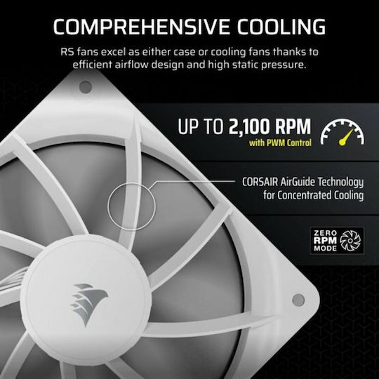 Corsair RS120 Case Fan 2100rpm 72.8cfm Without LED Lighting And 4-Pin PWM Connection White