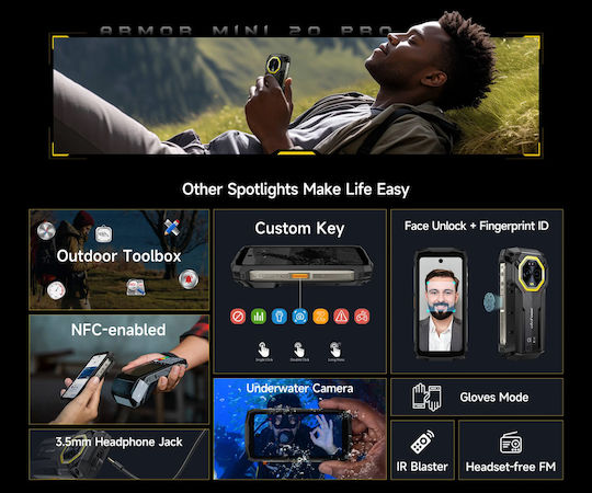 Ulefone Armor Mini 20 Pro 5G Dual SIM (8/256GB) Ανθεκτικό Smartphone Frost Black