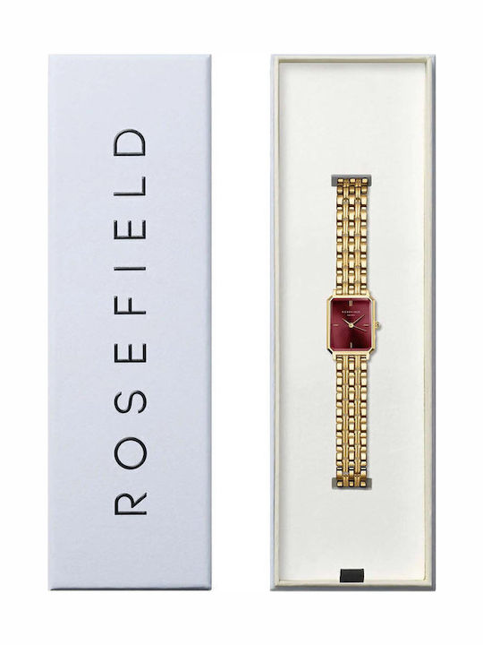 Rosefield Octagon Xs Womens Watch 24mm Battery Chronograph With Gold Metal Bracelet