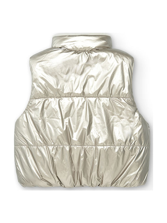 Kids' Casual Jacket Sleeveless Short Double Sided Silver