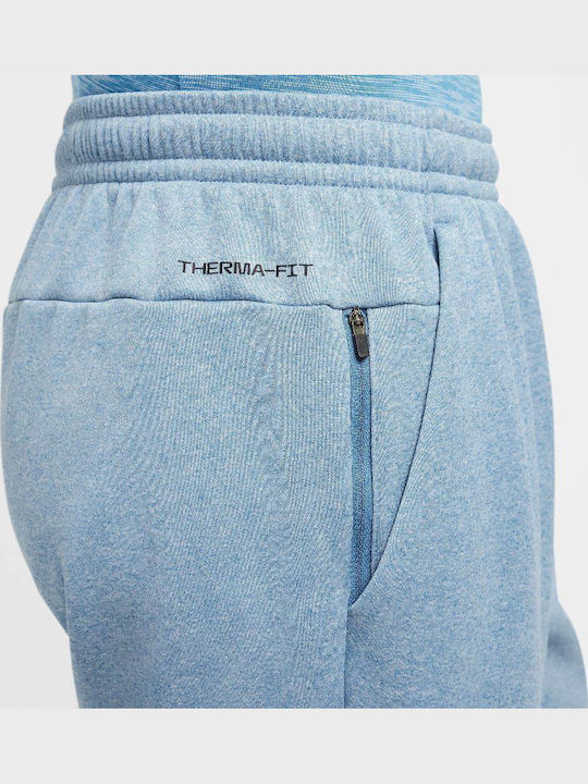 Swoosh Therma-fit Sweatpants Glossy with Elastic Storm Blue