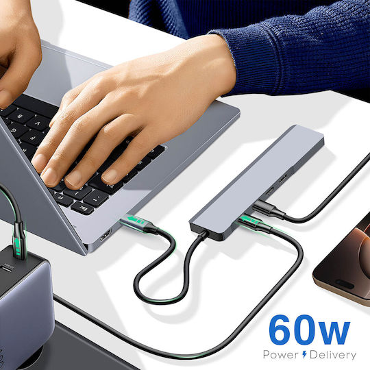 Hub Linq Usb-c Otg la 3x Usb C 5gbps + Usb 3.0 + Alimentare Usb C 60w Negru