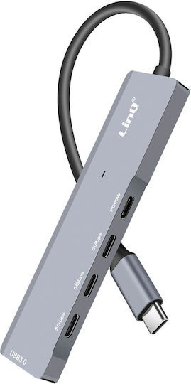 Hub Linq Usb-c Otg la 3x Usb C 5gbps + Usb 3.0 + Alimentare Usb C 60w Negru
