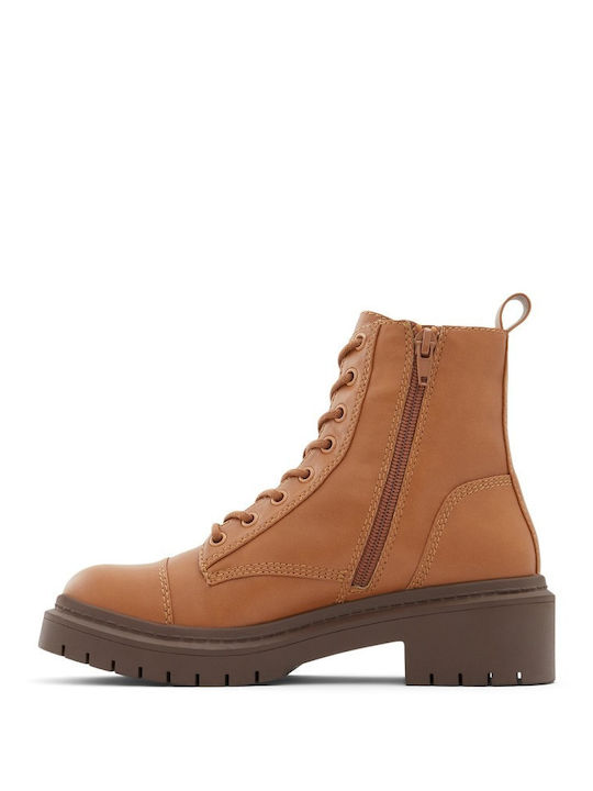 Aldo Goer Tan Lederstiefelette mit Schnürsenkeln