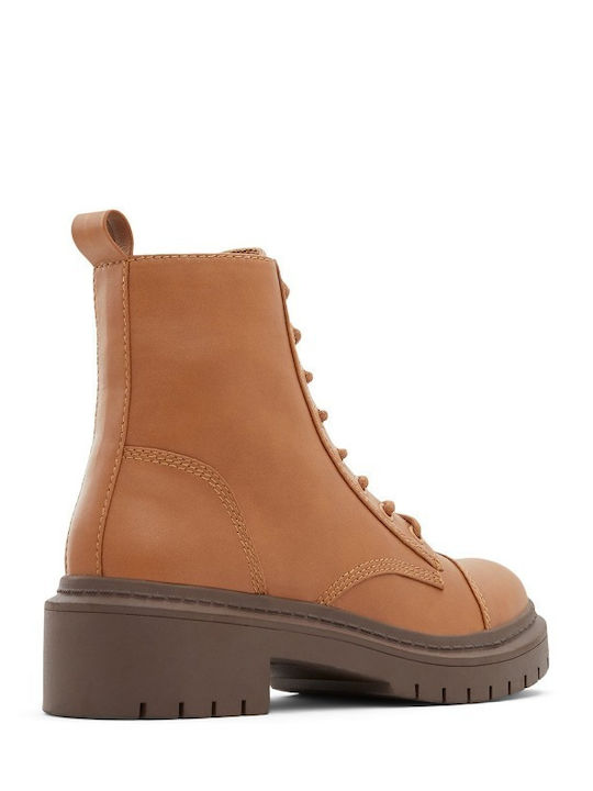 Aldo Goer Tan Lederstiefelette mit Schnürsenkeln