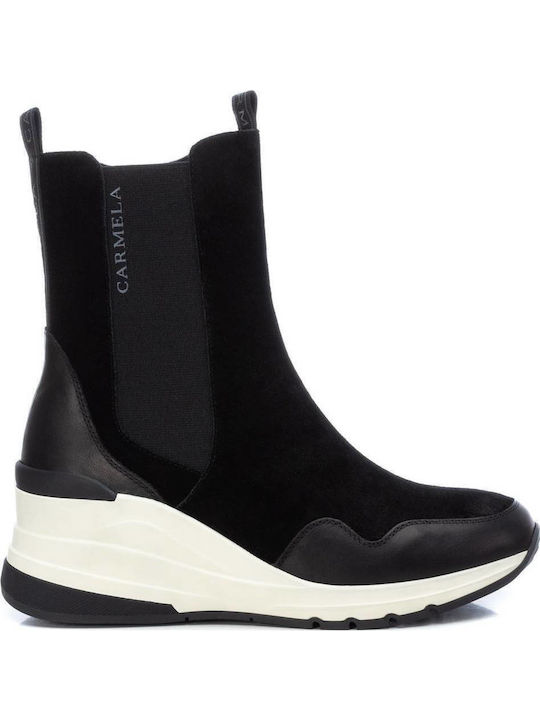 Leder Stiefeletten Damen Schwarz
