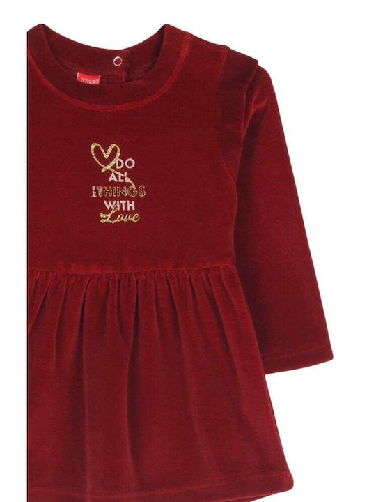 Love Rochie pentru Copii Mânecă lungă Catifea Pink