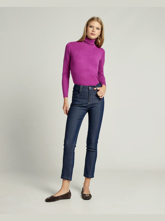 Hoch tailliert Damenjeans Blue