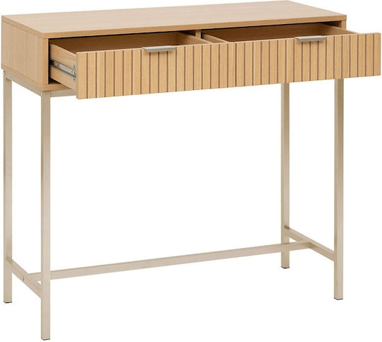Tasso Console Table Wood & Metal with Mirror Wood Shade L80.5xW35xH90cm