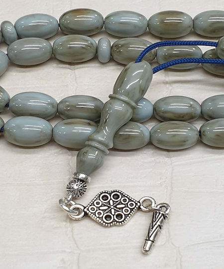 Roloi Komboloi Mastic Worry Beads with 33 Beads Gray 33cm