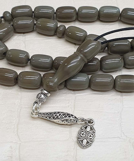 Roloi Komboloi Mastic Worry Beads with 33 Beads Gray 33cm