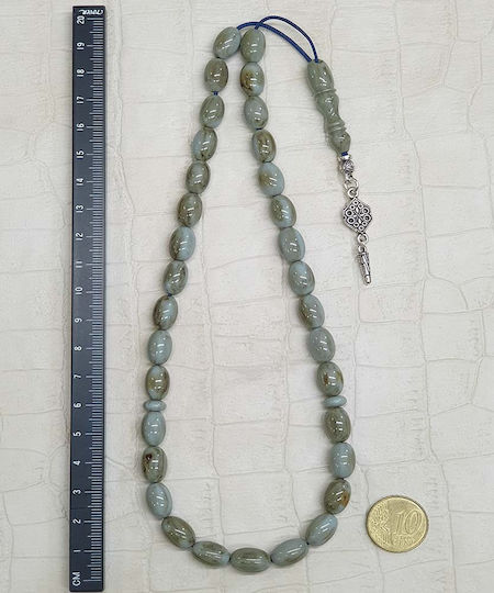 Roloi Komboloi Mastic Worry Beads with 33 Beads Gray 33cm