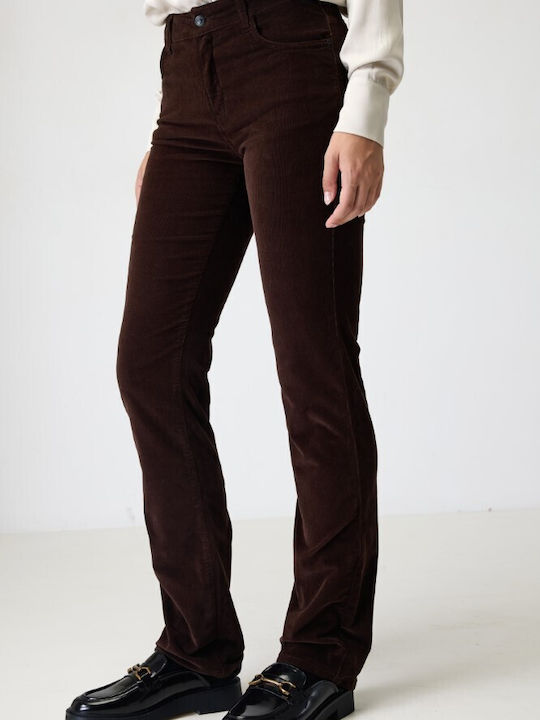 Sarah Lawrence Women's Fabric Trousers Chocolate