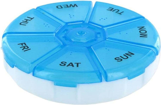 Round Cute Organizer Medications Vitamins Supplements A Week Pufo Pill 9 Cm Blue