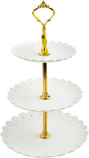 3-tiered Puffo Cookies Fruit Stand Cakes Desserts Fruits Appetizers 34 X 27 Cm White