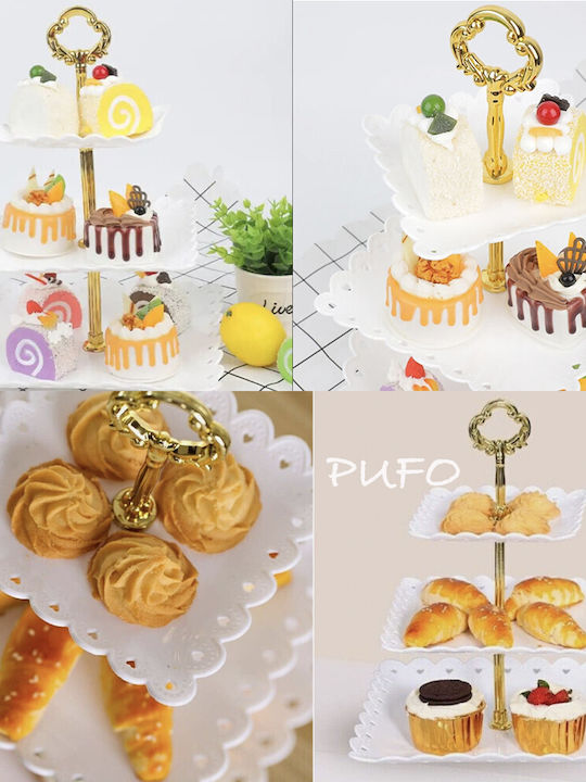 Suport pentru Turn de Desert Pufo Dulci Torturi Prajituri Fructe Aperitive 34 X 24 Cm Alb