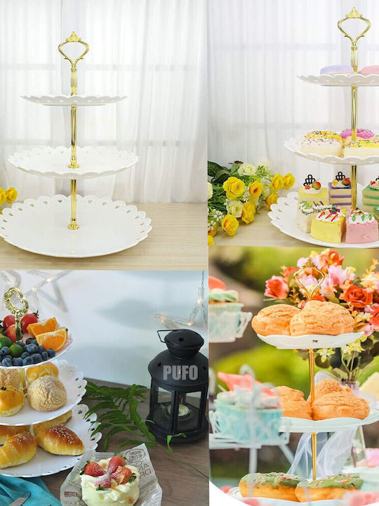 3-tiered Puffo Cookies Fruit Stand Cakes Desserts Fruits Appetizers 34 X 27 Cm White