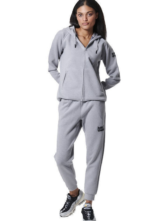 Body Action Women's Hooded Fleece Cardigan Silver Grey