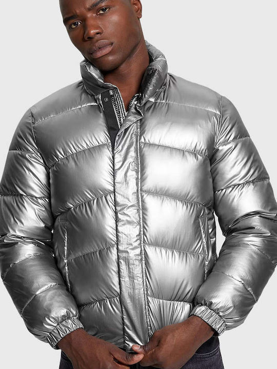 Мъжки Яке Puffer Водоустойчиво и Ветроустойчиво Сребърно