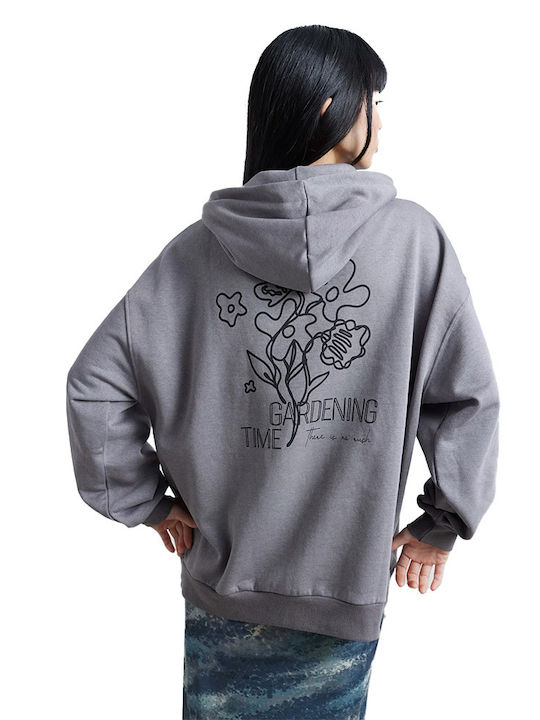 24 Colours Women's Long Hooded Sweatshirt Grey