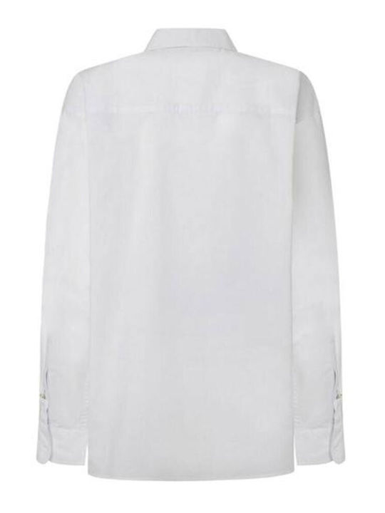 Pepe Jeans Women's Denim Long Sleeve Shirt White