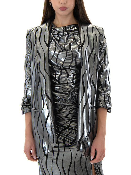 Zoya Long Women's Blazer Silver-black