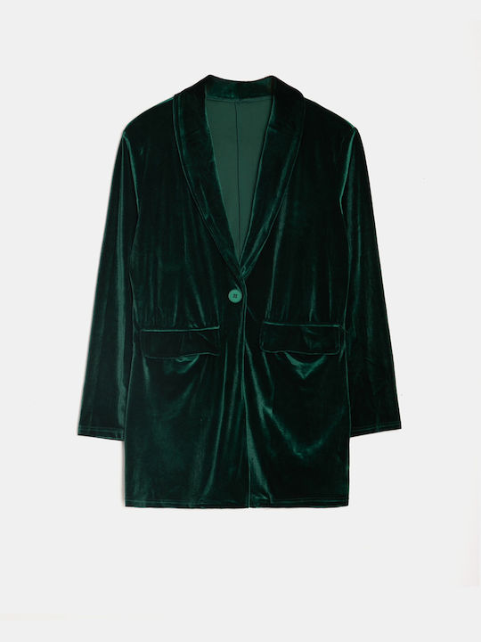 Velvet Collar Blazer Green