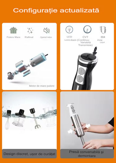 Hand Blender with Stainless Rod 600W Gray